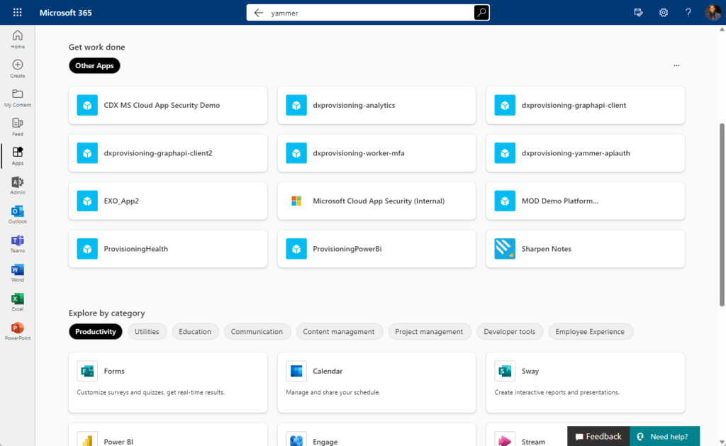 other apps and explore apps sections in the apps page