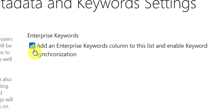 add an enterprise keywords column to the list