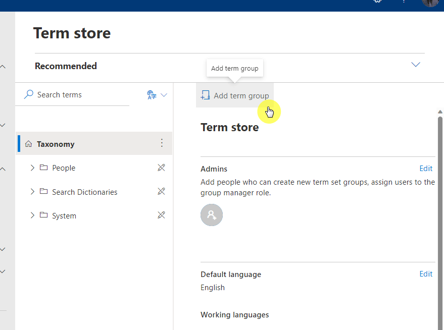 adding a new term group