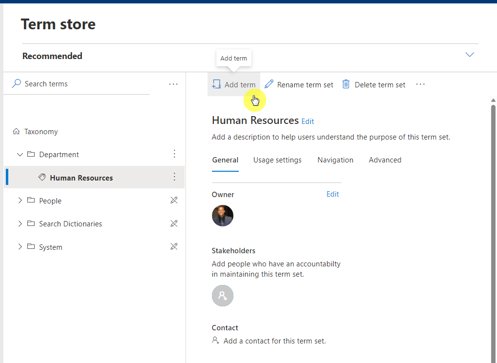 add a new term within a term set