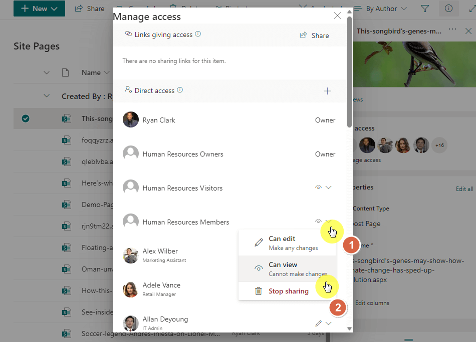 change the members group access to can view