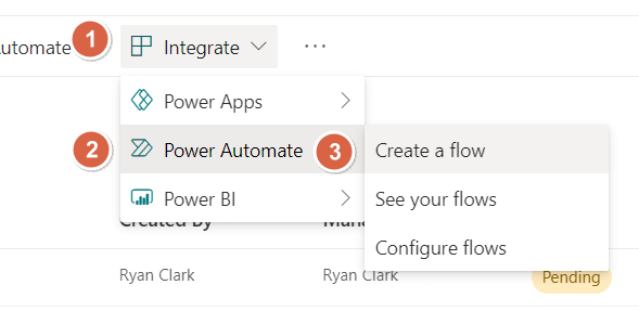 integrate power automate and create a flow