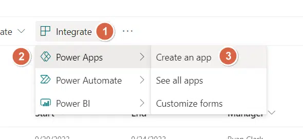 create an app from the list