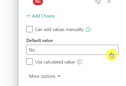 set the default value of the column to no