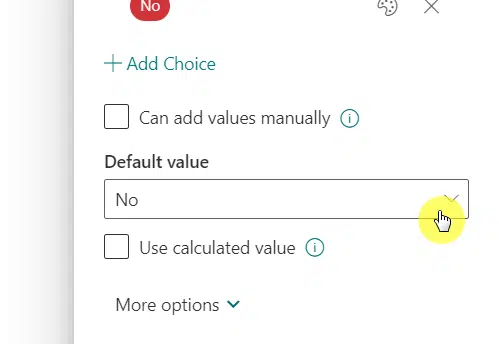 set the default value of the column to no