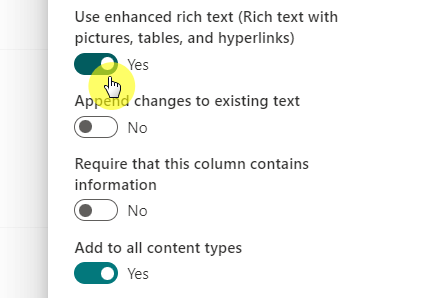 rich text with pictures, tables, and hyperlinks