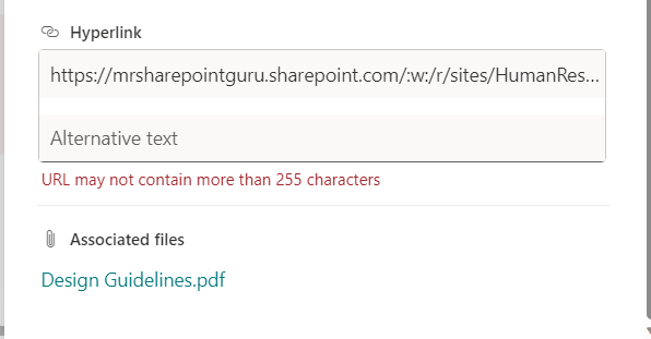 url may not contain more than 255 characters