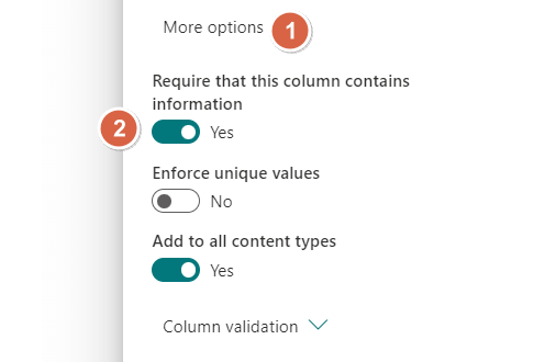 require that this column contains information