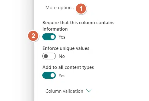 require that this column contains information