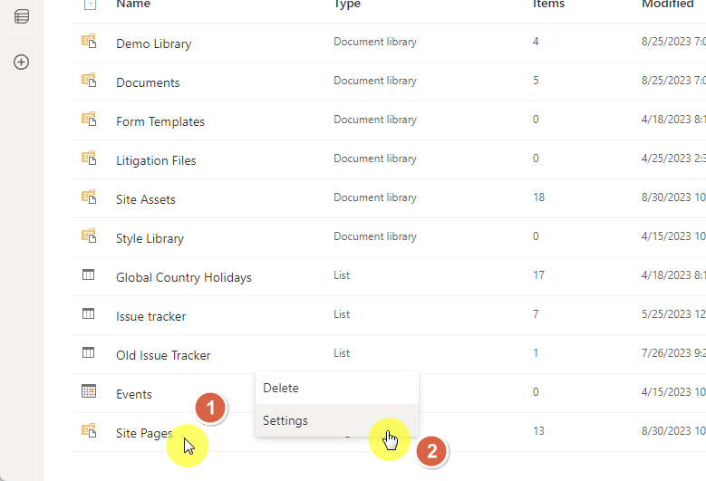 Go to the settings of the library