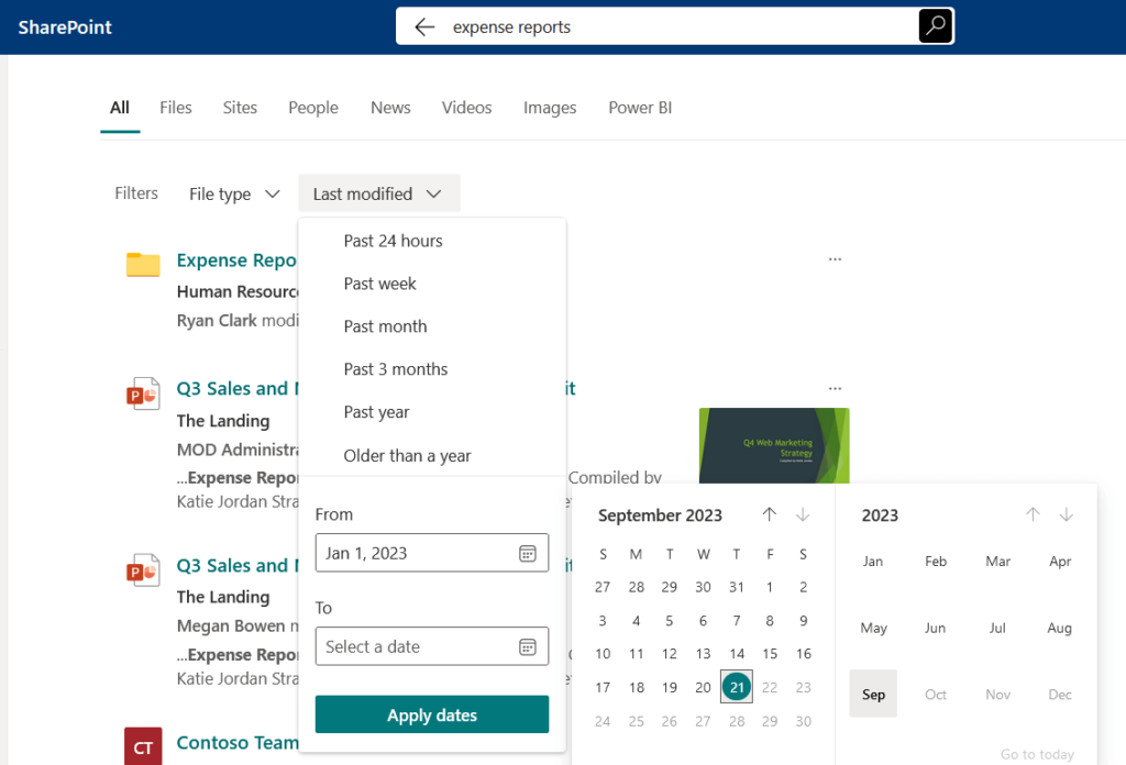 searching for all expense reports from january 2023