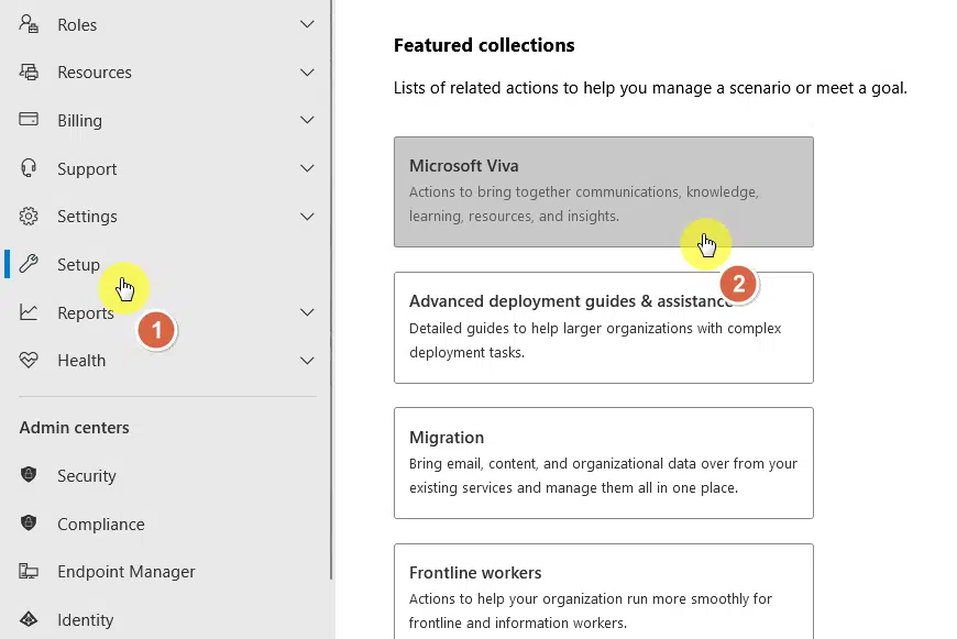 select microsoft viva from the list of related actions
