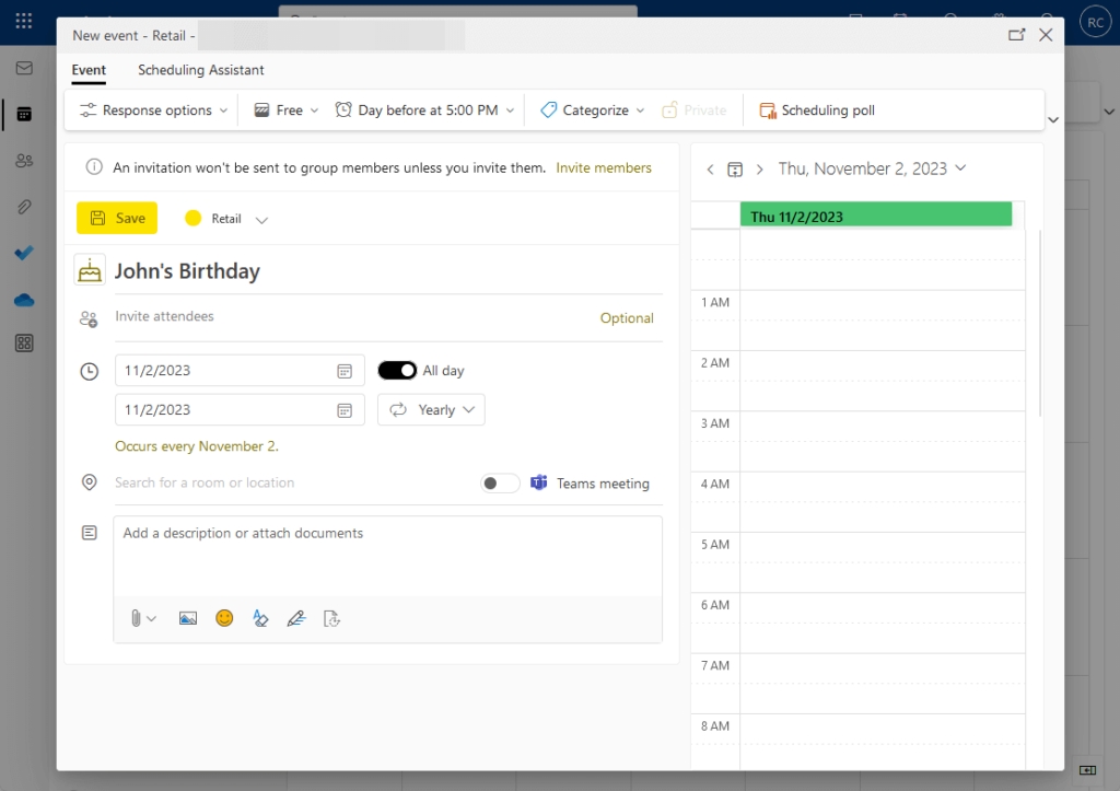 add a new recurring event for the birthdays