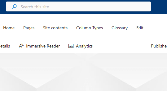 a link to the glossary page in the navigation bar