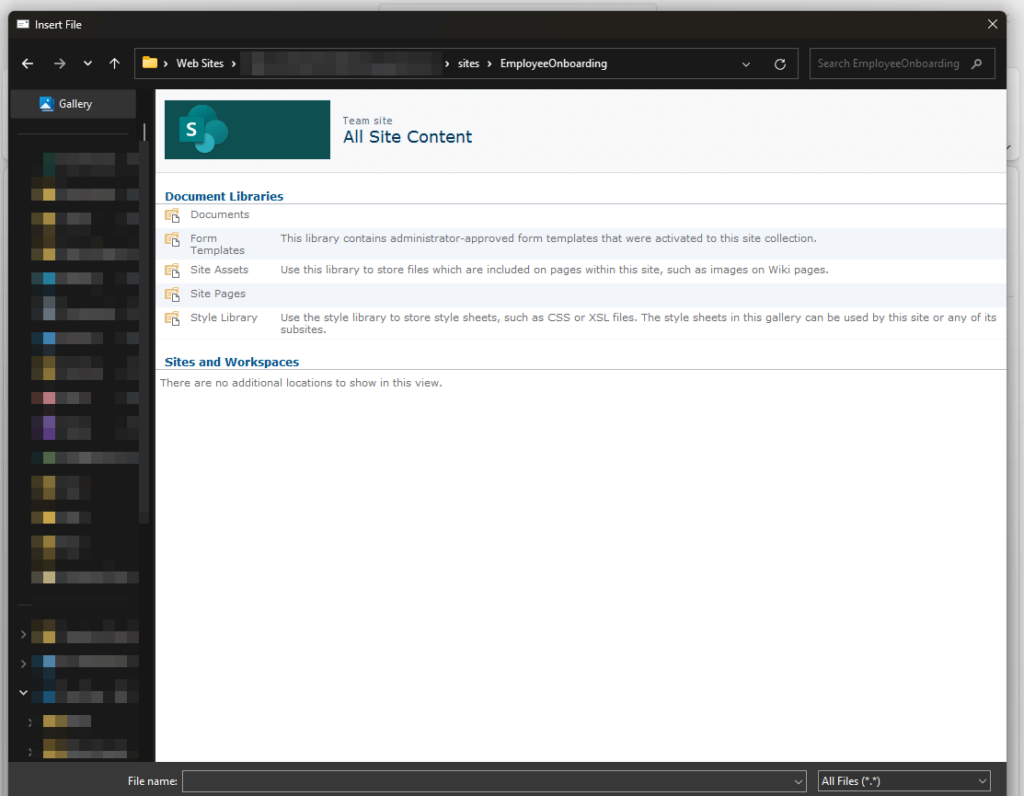 browse another site’s content using file explorer with the old microsoft outlook