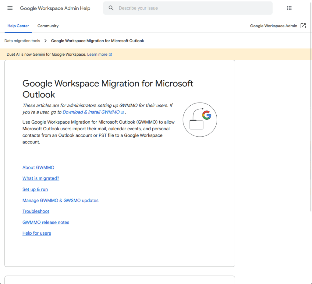 Google Workspace Migration for Microsoft Outlook