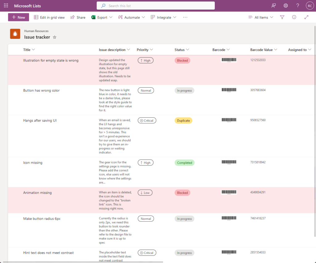 the user interface in lists looks like that in a sharepoint list
