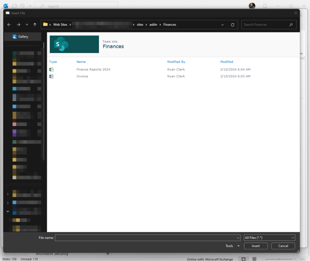opening a sharepoint document library using the old outlook version