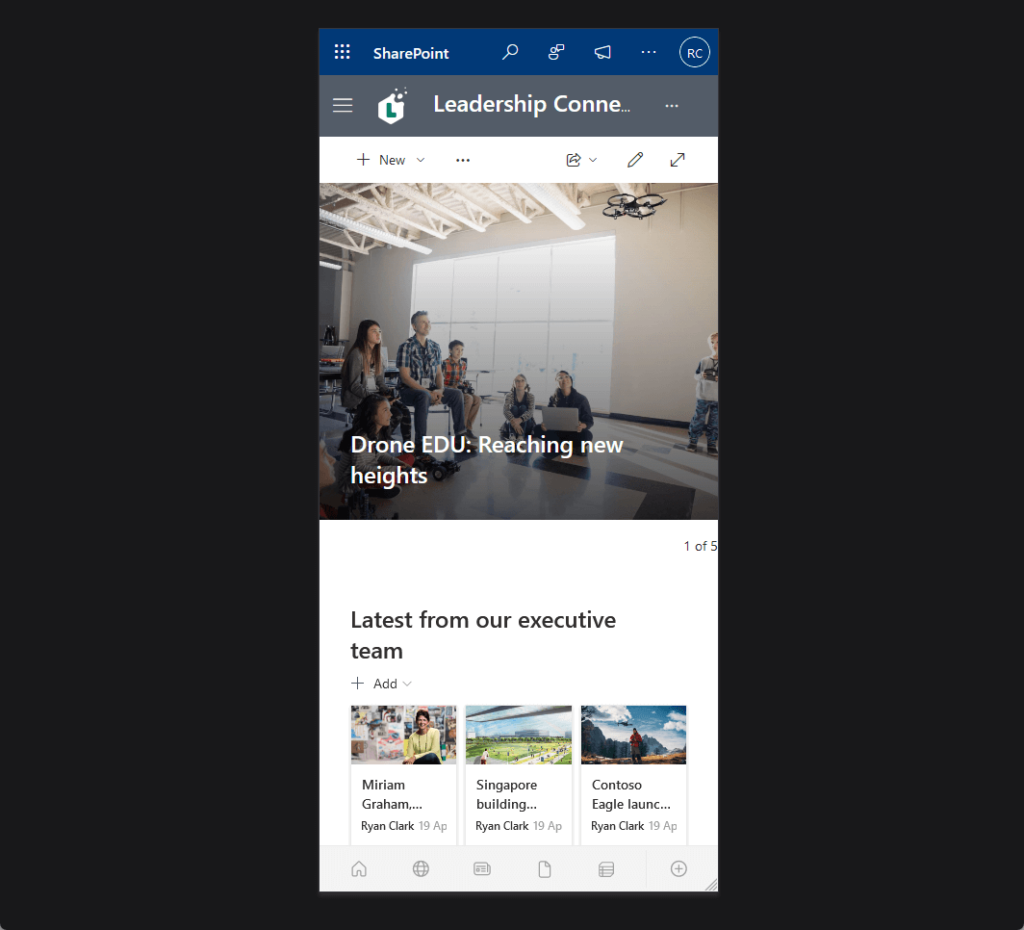 mobile-friendly design of a communication site