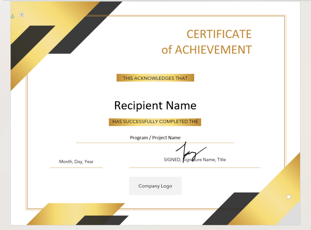inserted signature image on document