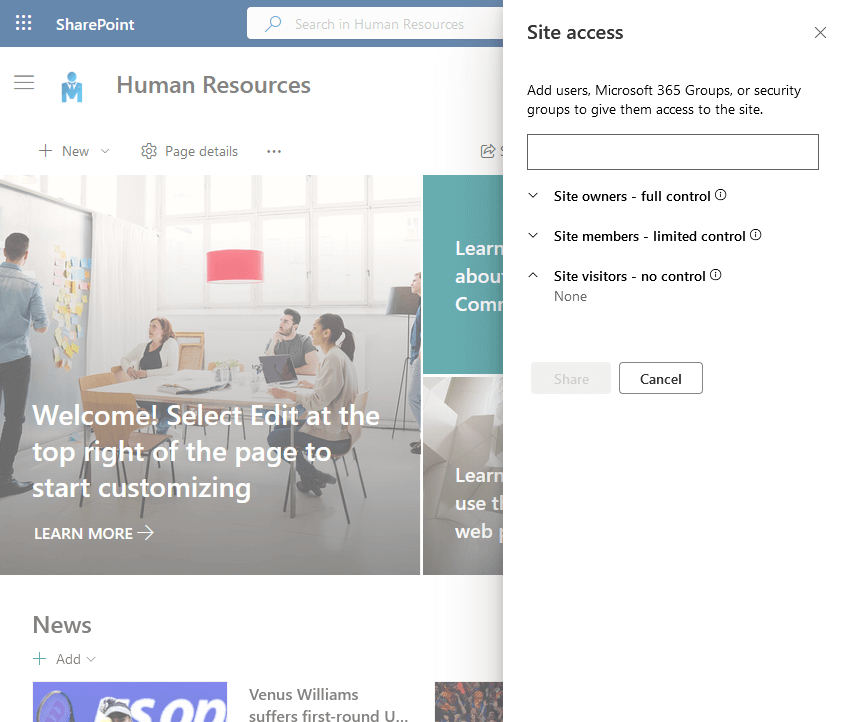 limited sharepoint site access in communication sites