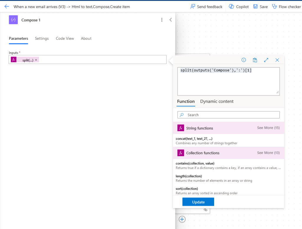 split output from compose to only include the actual name to extract information
