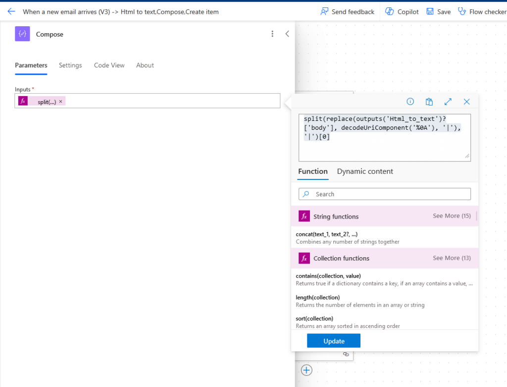 split input parameter for emails with no space in between