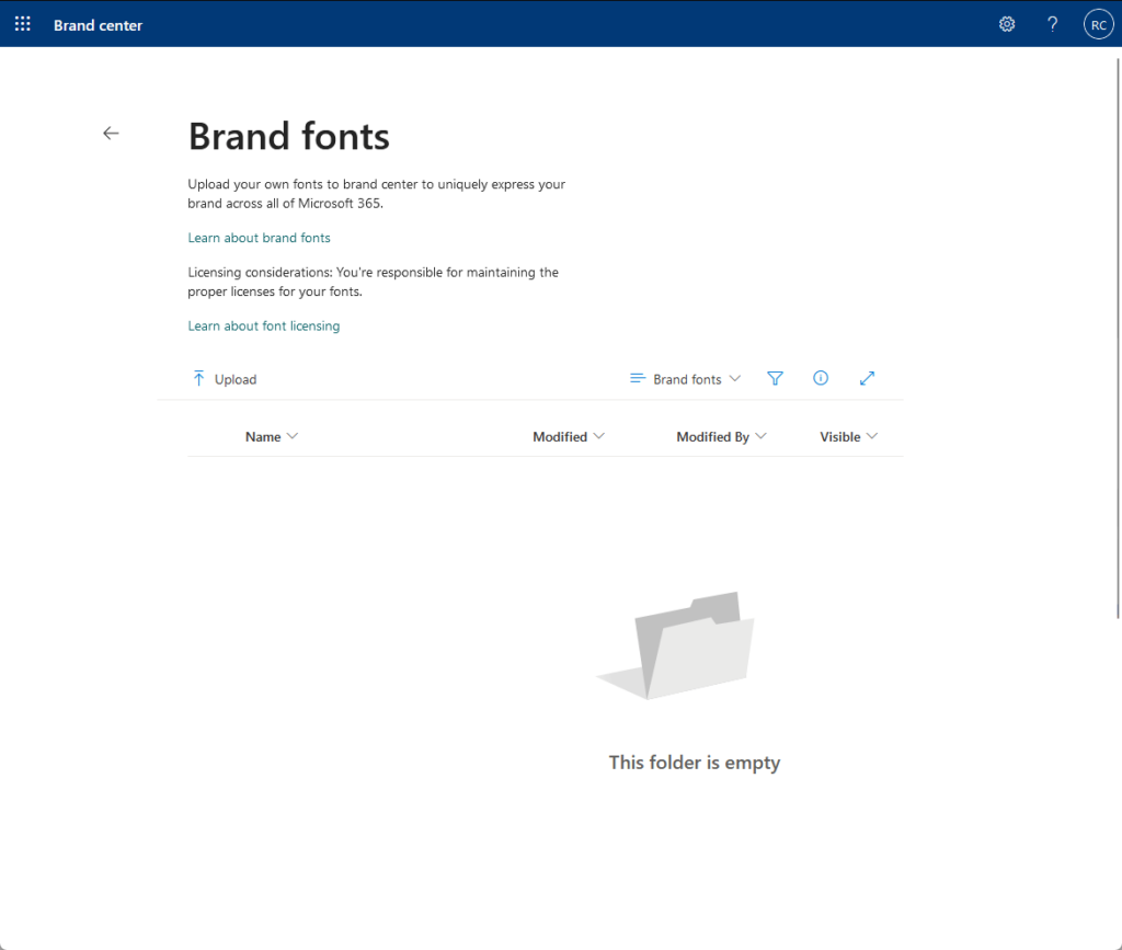 upload your own fonts to the brand center
