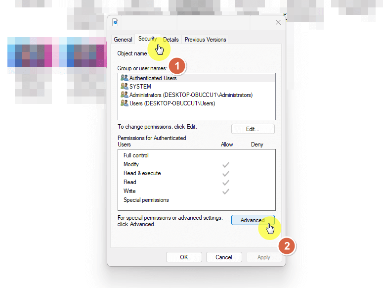navigate to advanced security in windows