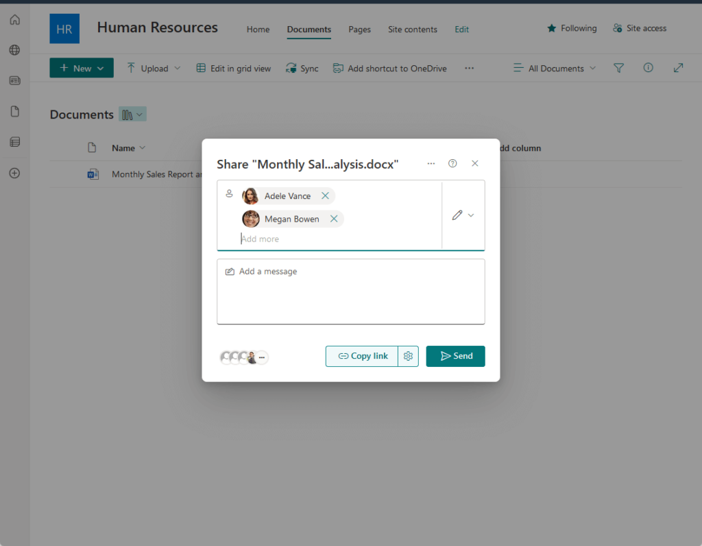 share document to specific people