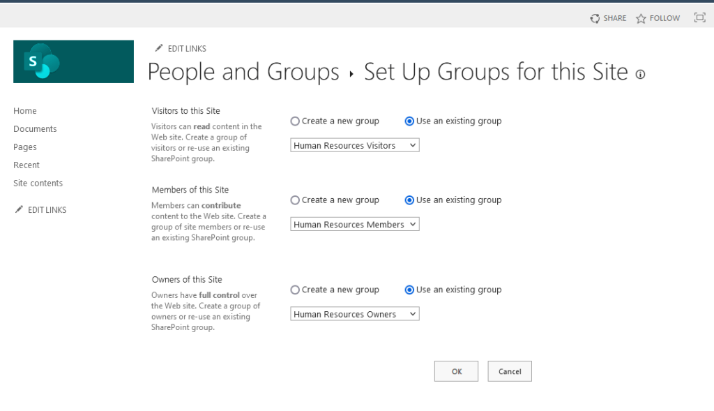 use an existing group
