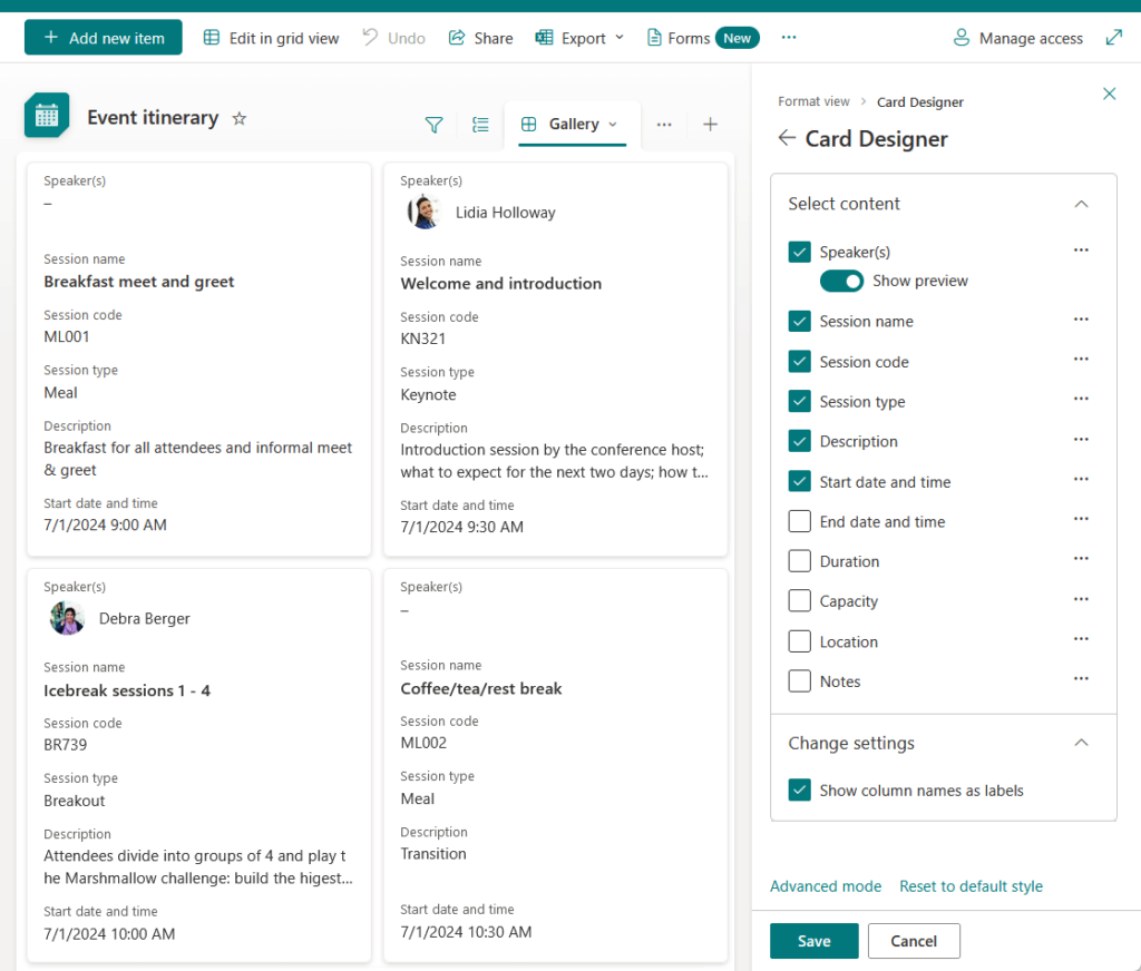 format view card designer feature