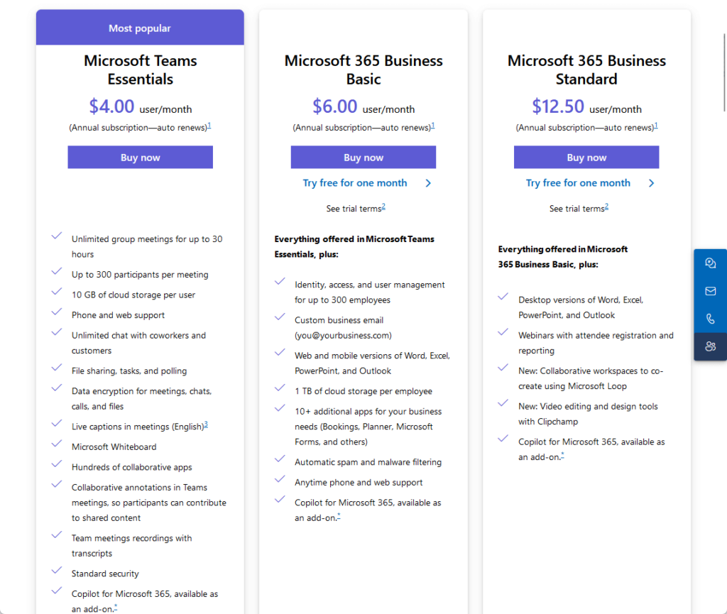 microsoft teams business plans