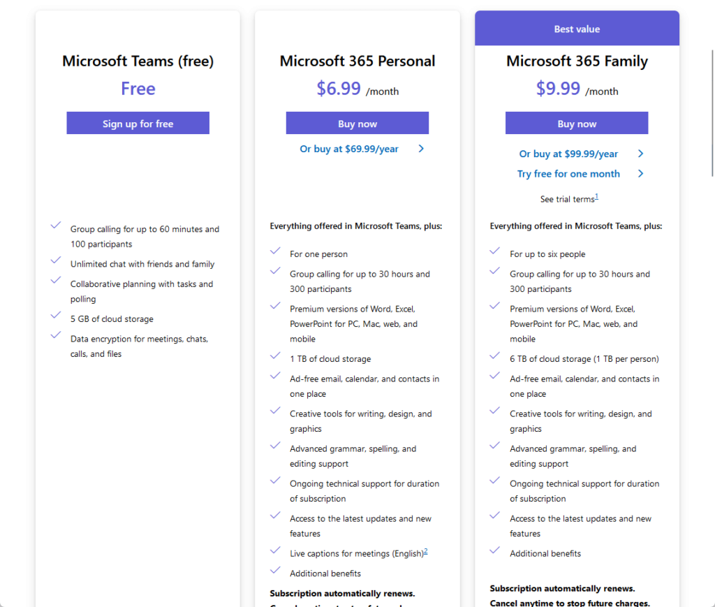 microsoft teams home plans