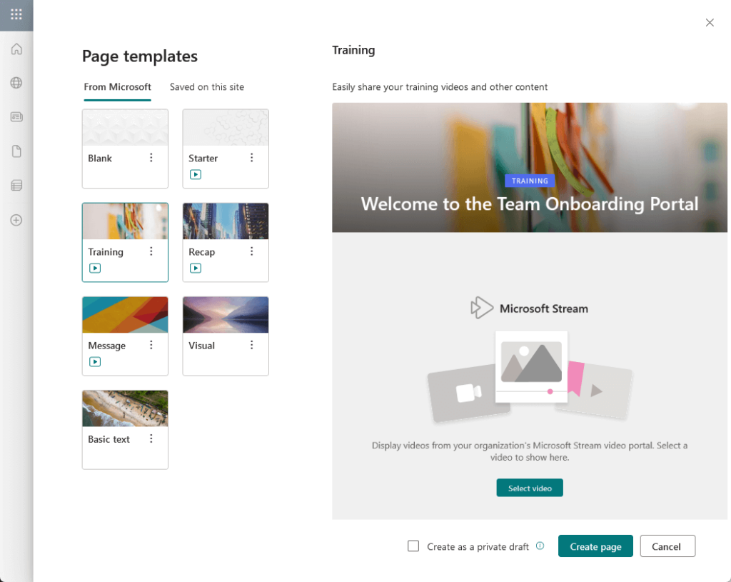 page templates from microsoft
