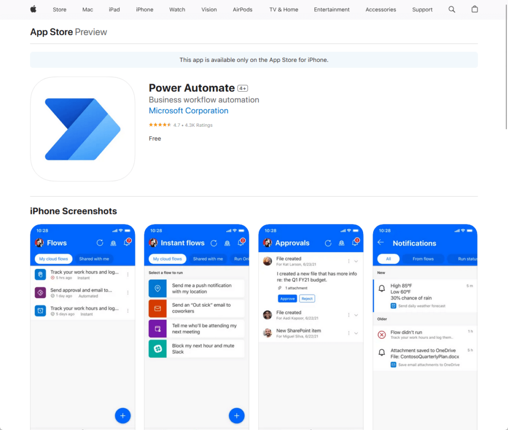 power automate in the app store