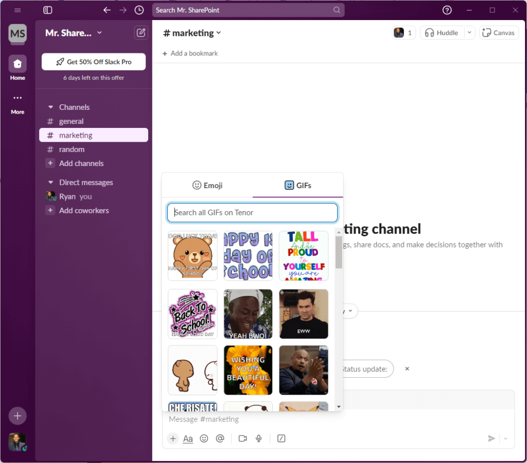 slack gifs selection