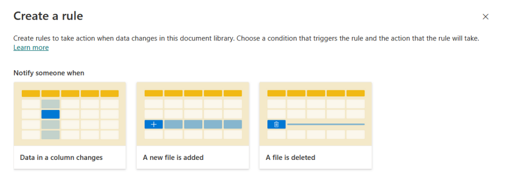 create a rule in a document library