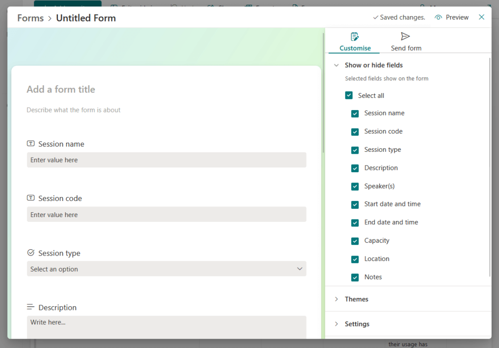 example of an empty sharepoint form