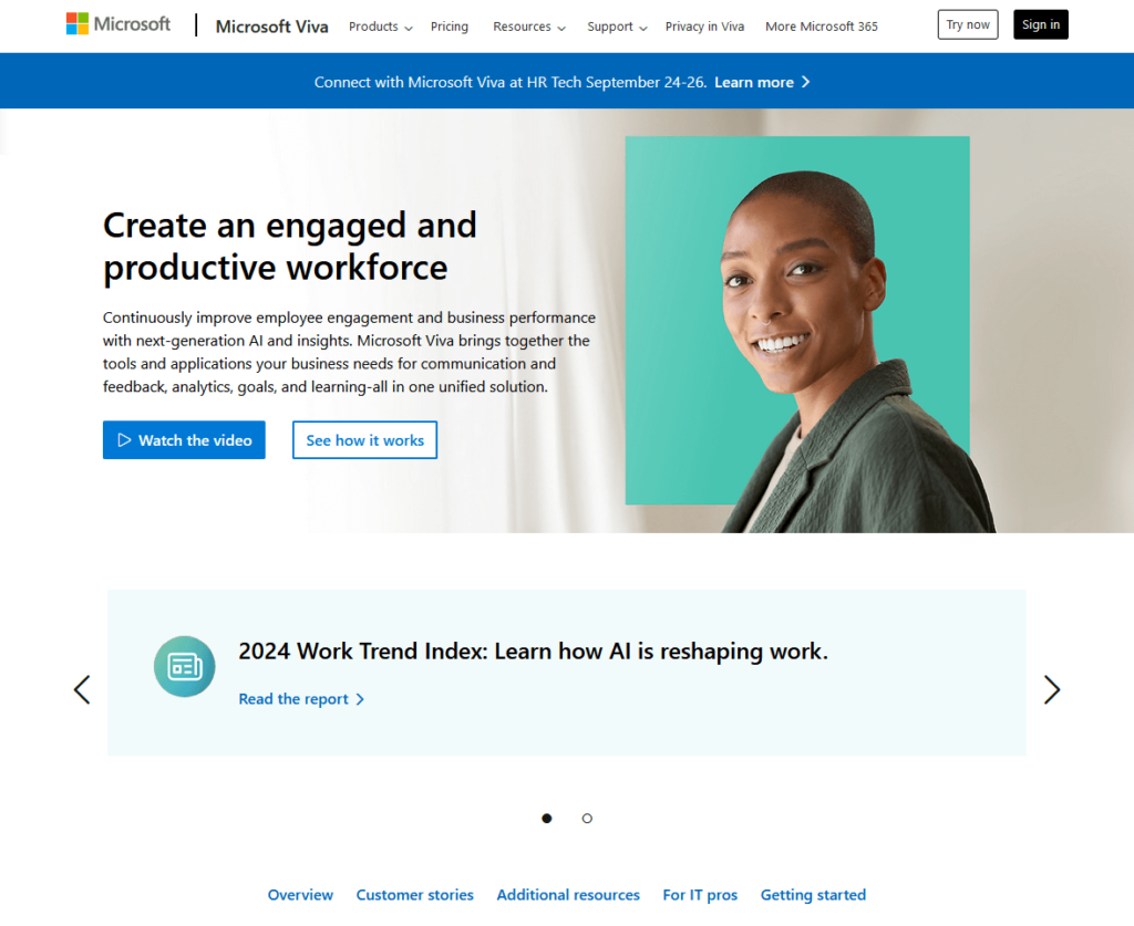 microsoft viva landing page