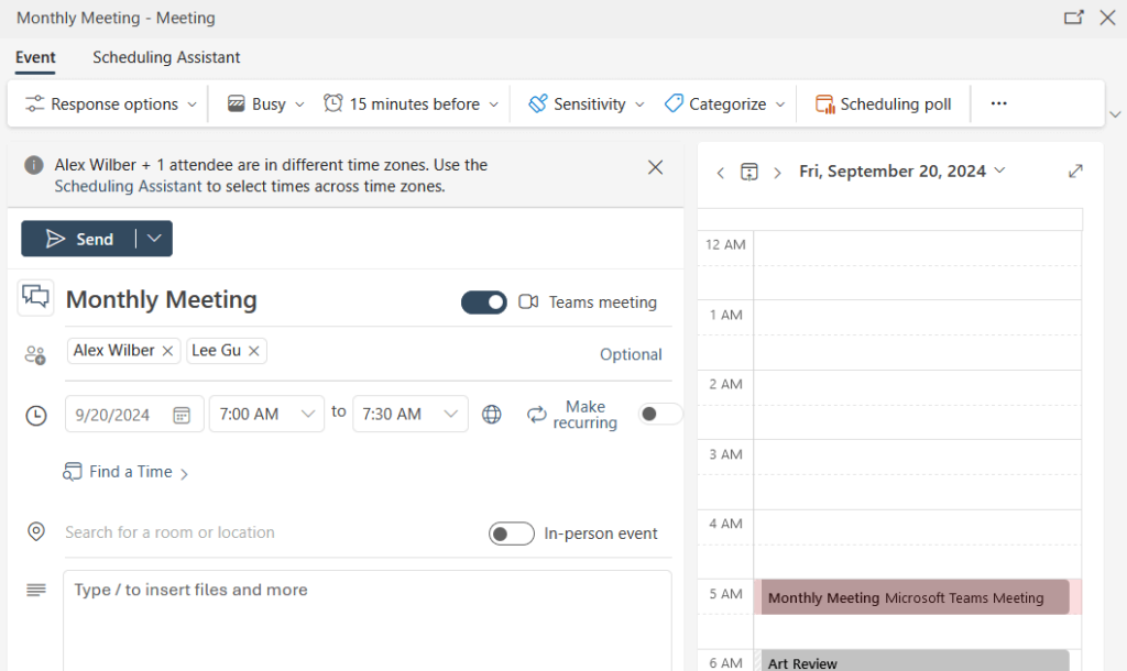 new outlook event