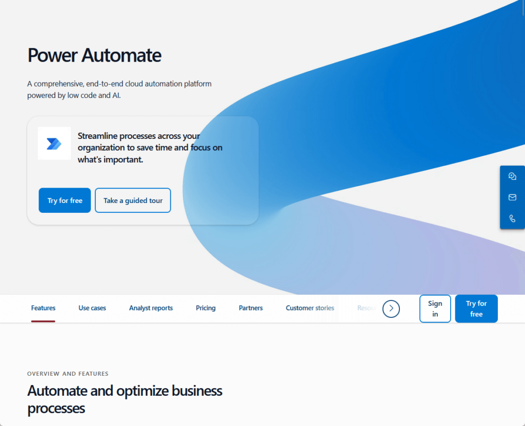 power automate home page