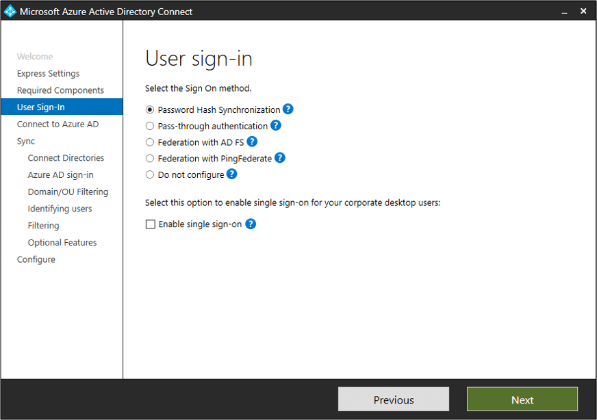 choose user sign in method for your users