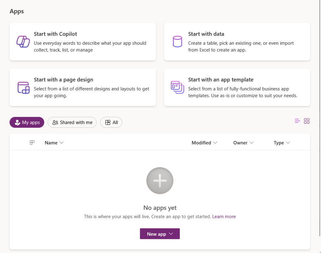 creating a power app using copilot