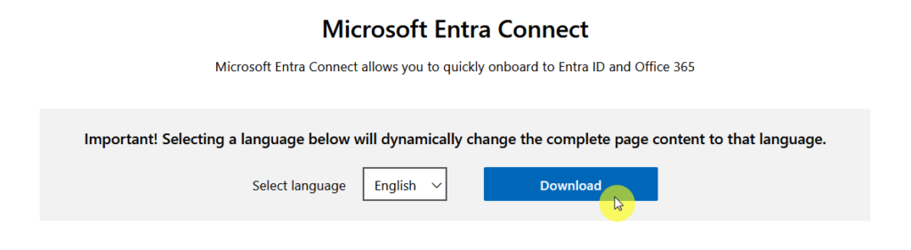 download microsoft entra connect package