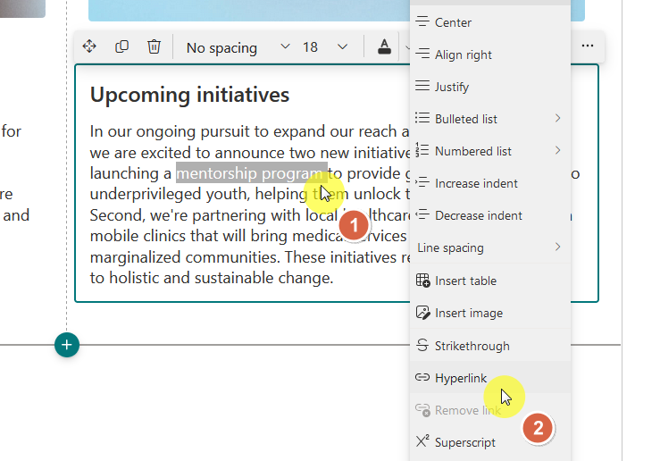highlight the word and then hyperlink