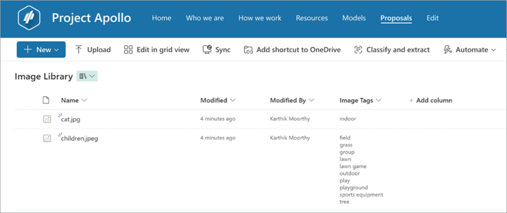 list with an image tags column using syntex