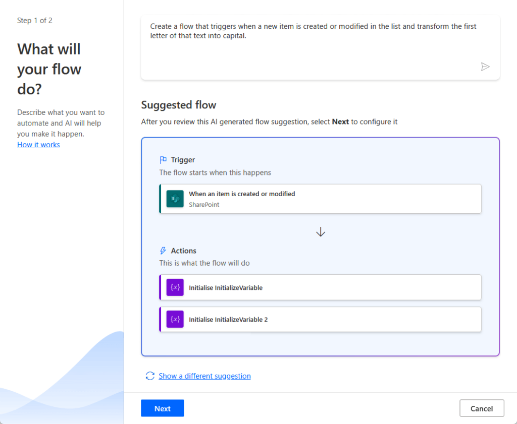 suggested flow for capitalizing the first letter in the column