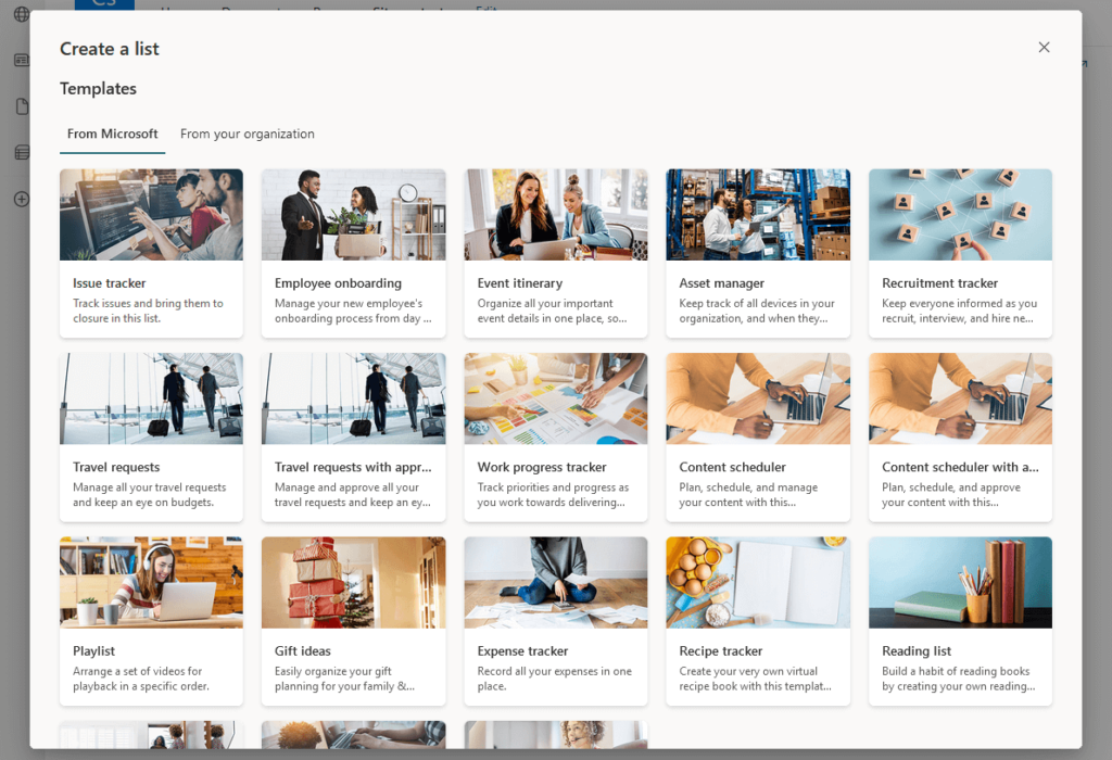 updated list templates available in sharepoint
