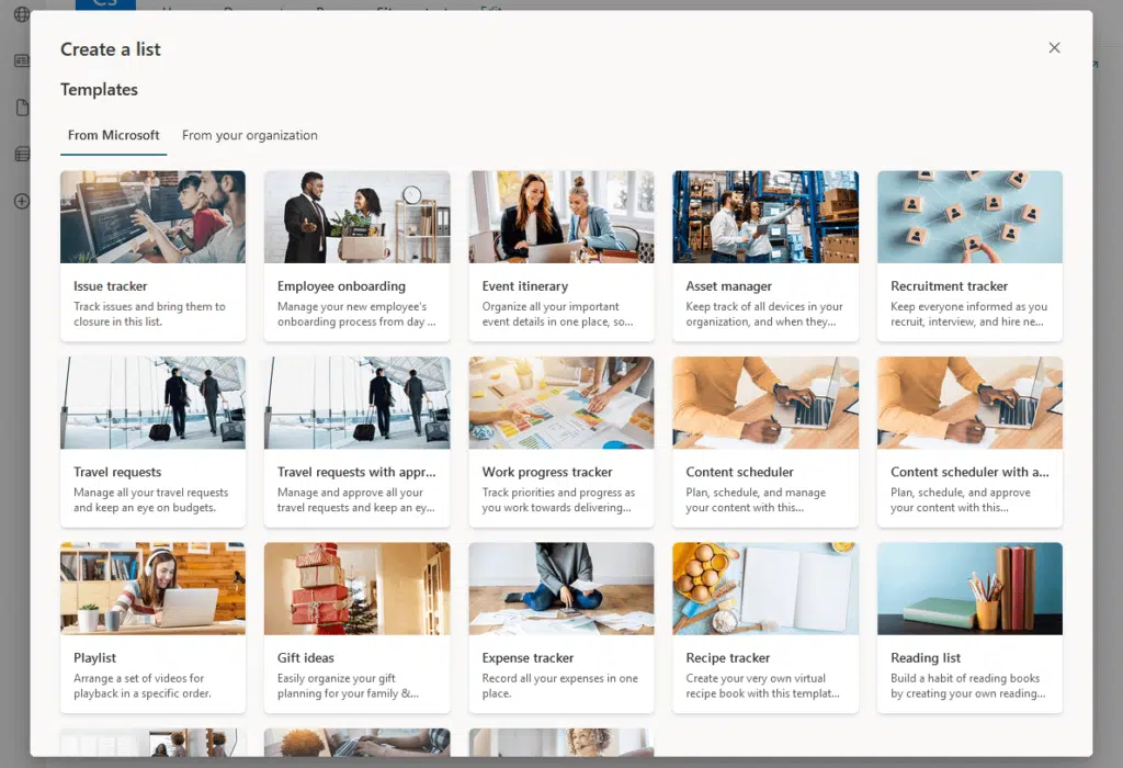 updated list templates available in sharepoint